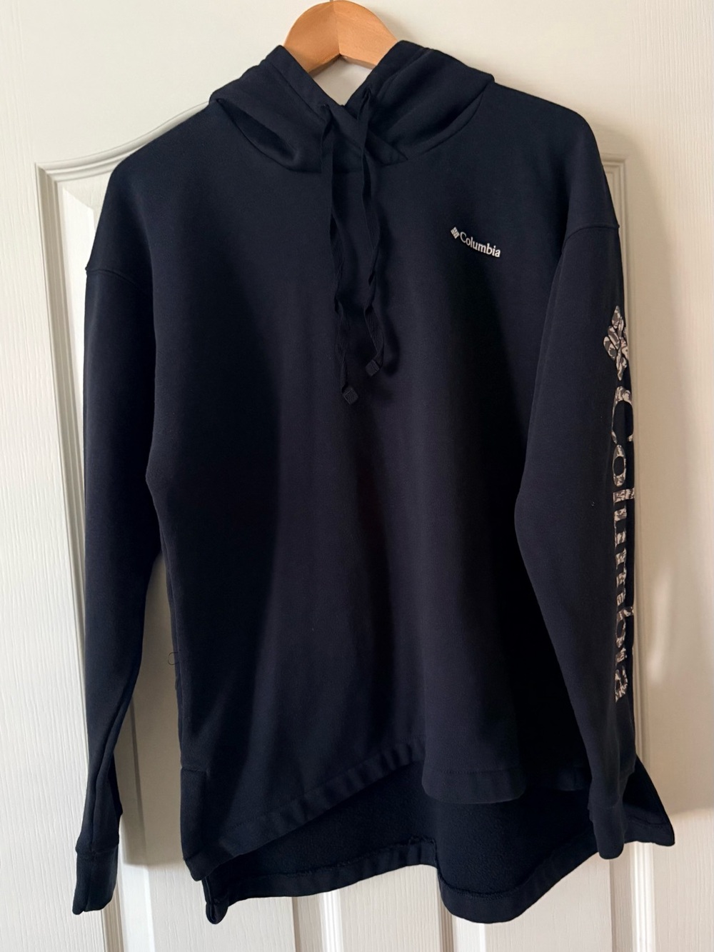 Columbia Black Pullover Hoodie with Sleeve Script